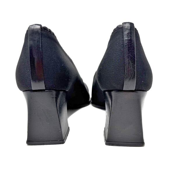 Vintage Stuart Weitzman Square Toe 2" Flared Block Heel Pumps Womens 6.5 N Black - Picture 8 of 16